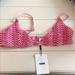 Triangl Pink Textured Crochet Bikini Top